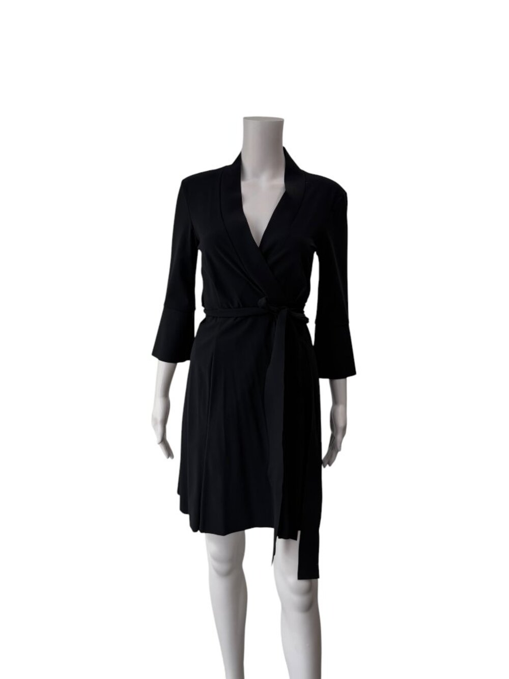 Maria Pinto Black Wrap 3/4 Sleeve Mini Short Dress size Small